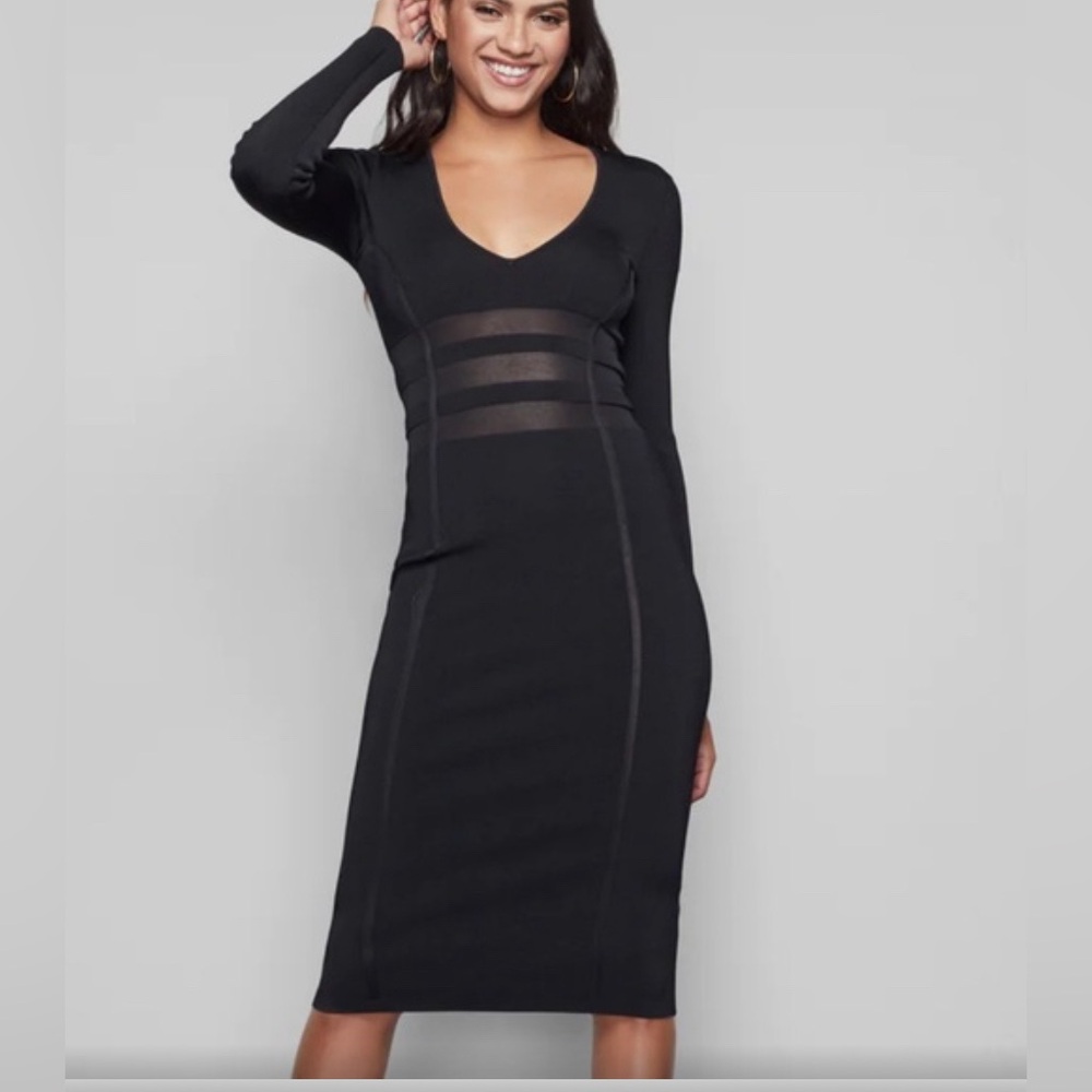 Good American black stretch midi dress